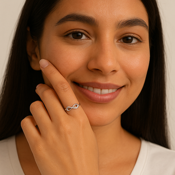 Pure 925 Silver Infinity Stone Ring