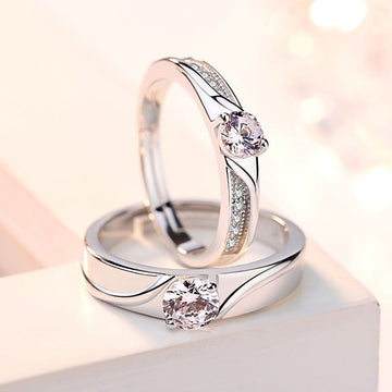 Ripple Round Zirconia Couple Ring