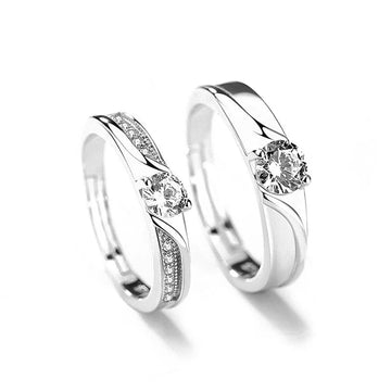 Ripple Round Zirconia Couple Ring