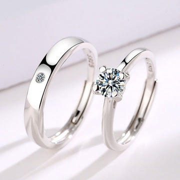 925 Silver Couple solitaire Stone ring