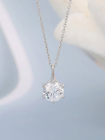 Pure 925 Silver Radiant Stone Pendant