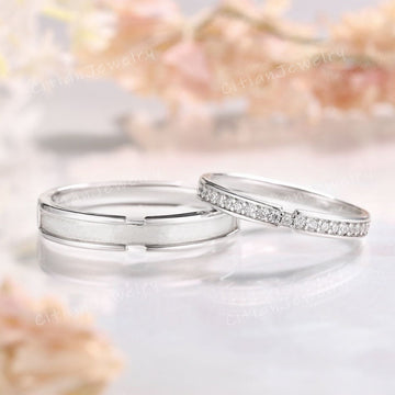 Unique Moissanite 925 Silver Couple Ring