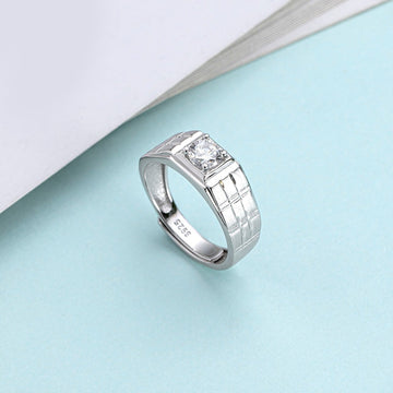 CZ Solitaire Stone Mens Ring