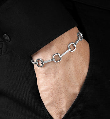 Power Bond Silver Mens Bracelet