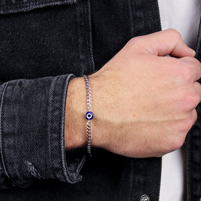 925 Silver Evil Eye Bracelet for Mens