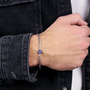 925 Silver Evil Eye Bracelet for Mens