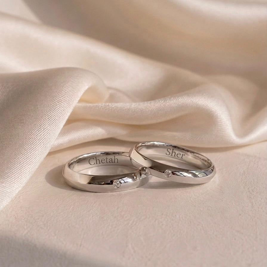 925 silver couple solitaire Ring 