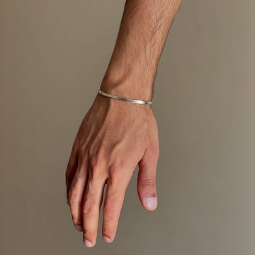 925 silver flat snake chain bracelet 
