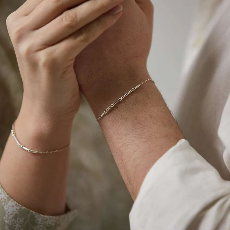 925 silver morse code bracelet , couple morse code bracelets 