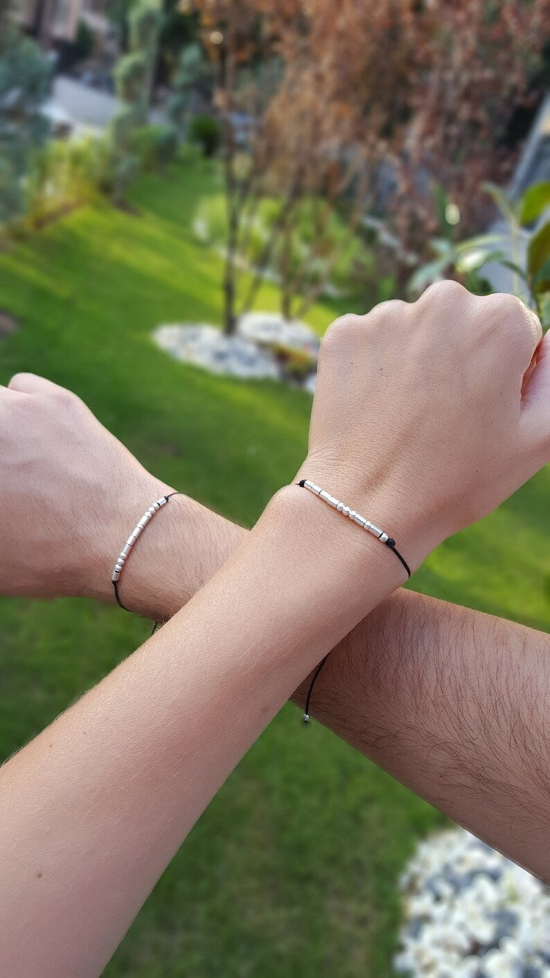 Bracelet for couples , morse code couple bracelet 