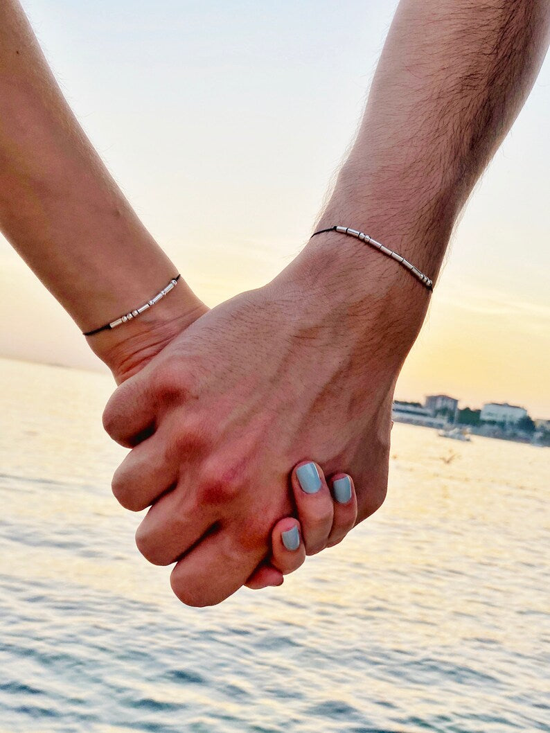 Couple morse code bracelet, couple bracelet 
