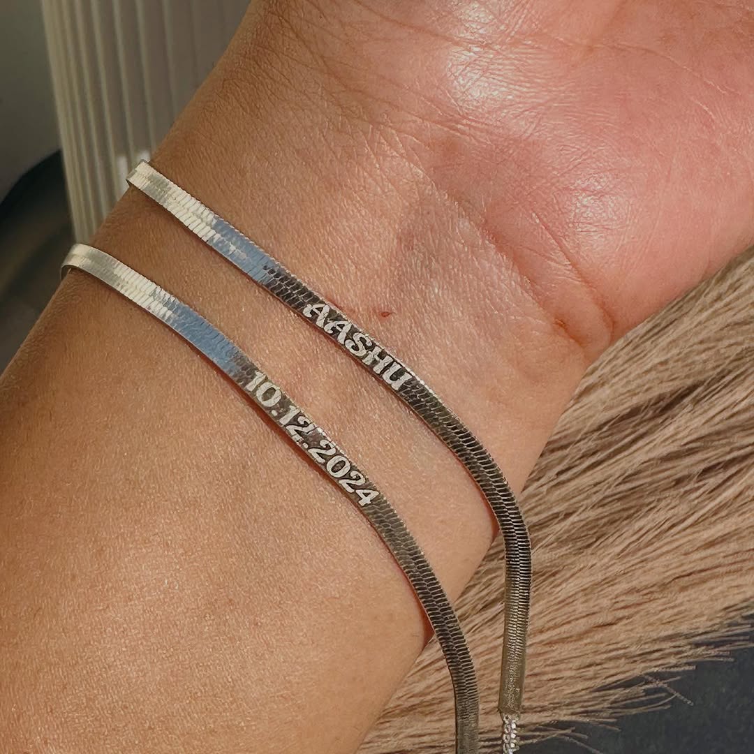 Customised flat snake chain bracelets 