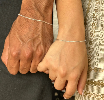 His and Hers Matching Silver Bracelet Set