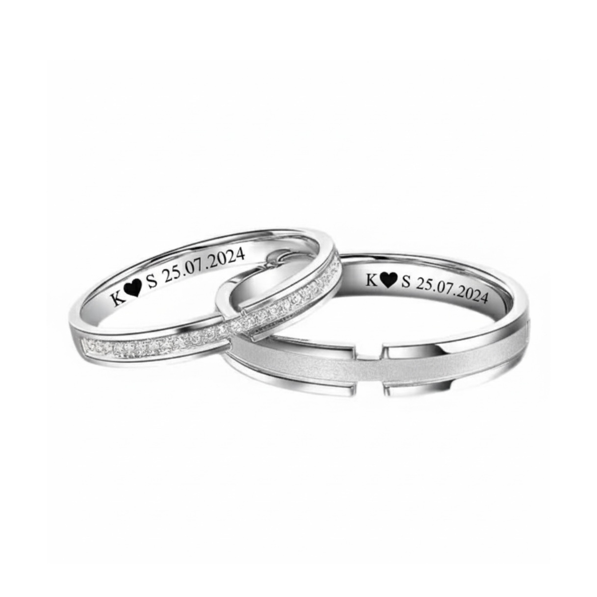 Custom Couples Rings Custom Couple Ring in 925 Silver | Personalised Love Rings
