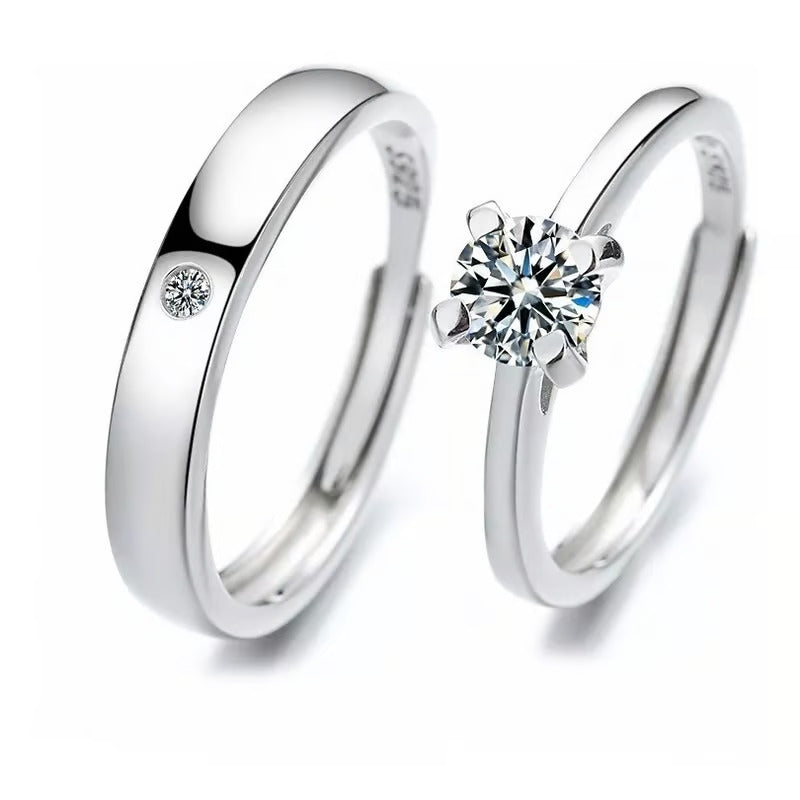 925 Silver Couple solitaire Stone ring