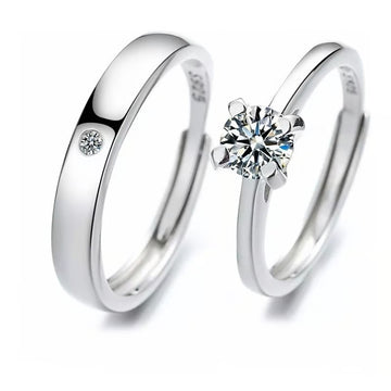 925 Silver Couple solitaire Stone ring