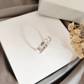 925 Silver Unisex Heart Cut Ring