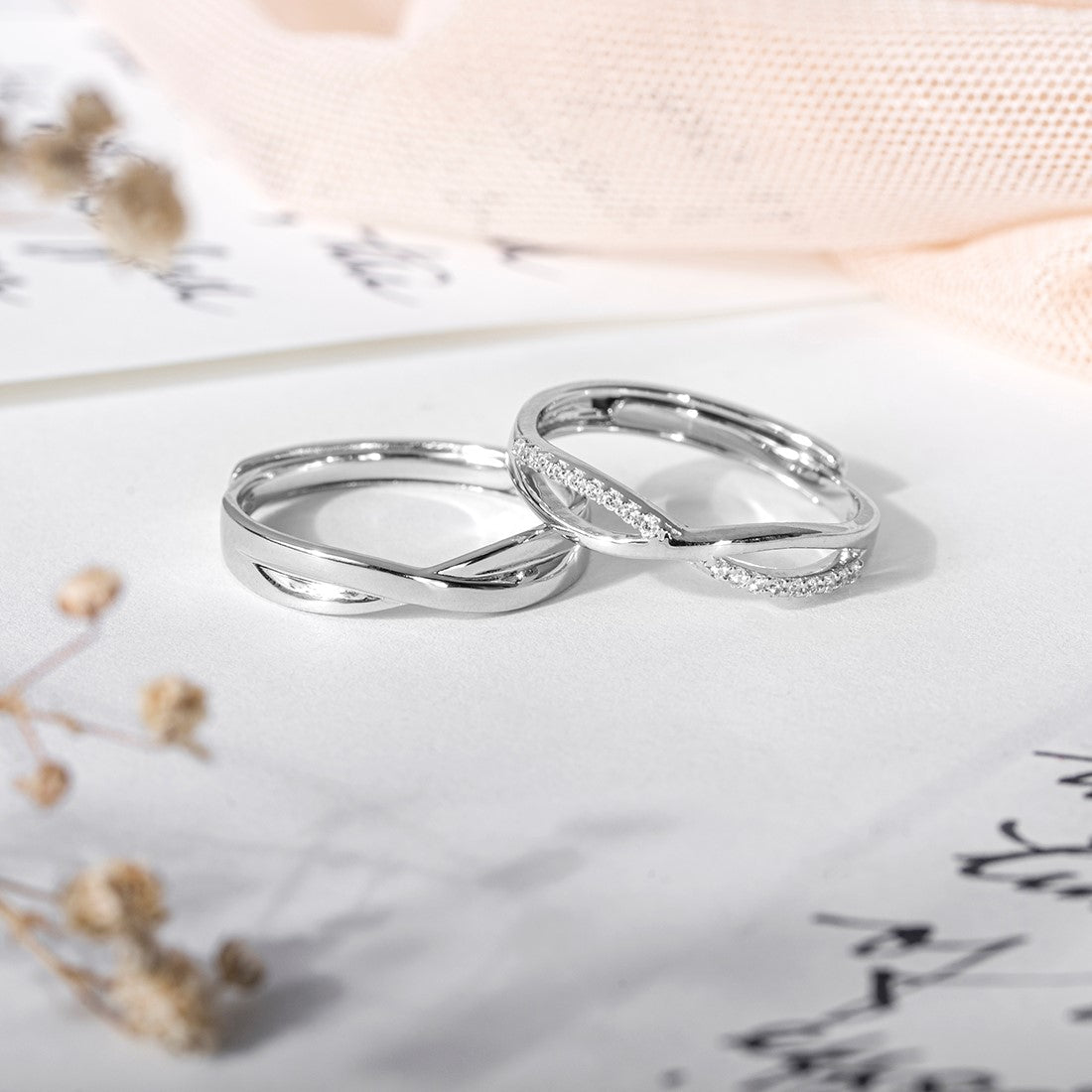 Infinity couple ring in silver 