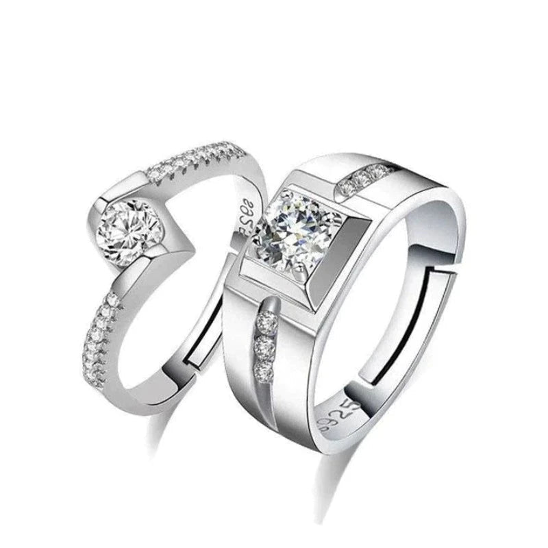 Couple wedding rings in 925 sterling silver