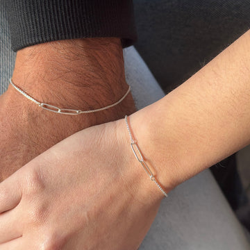 Personalised 925 Silver Couple Bracelet for Him and Her