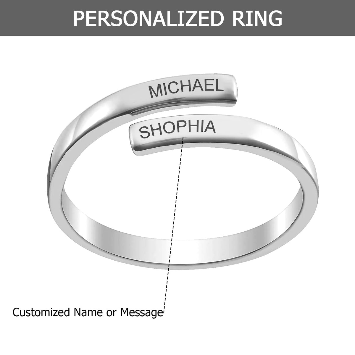 Personalised ring in 925 silver sterling 