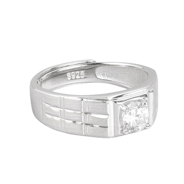 CZ Solitaire Stone Mens Ring