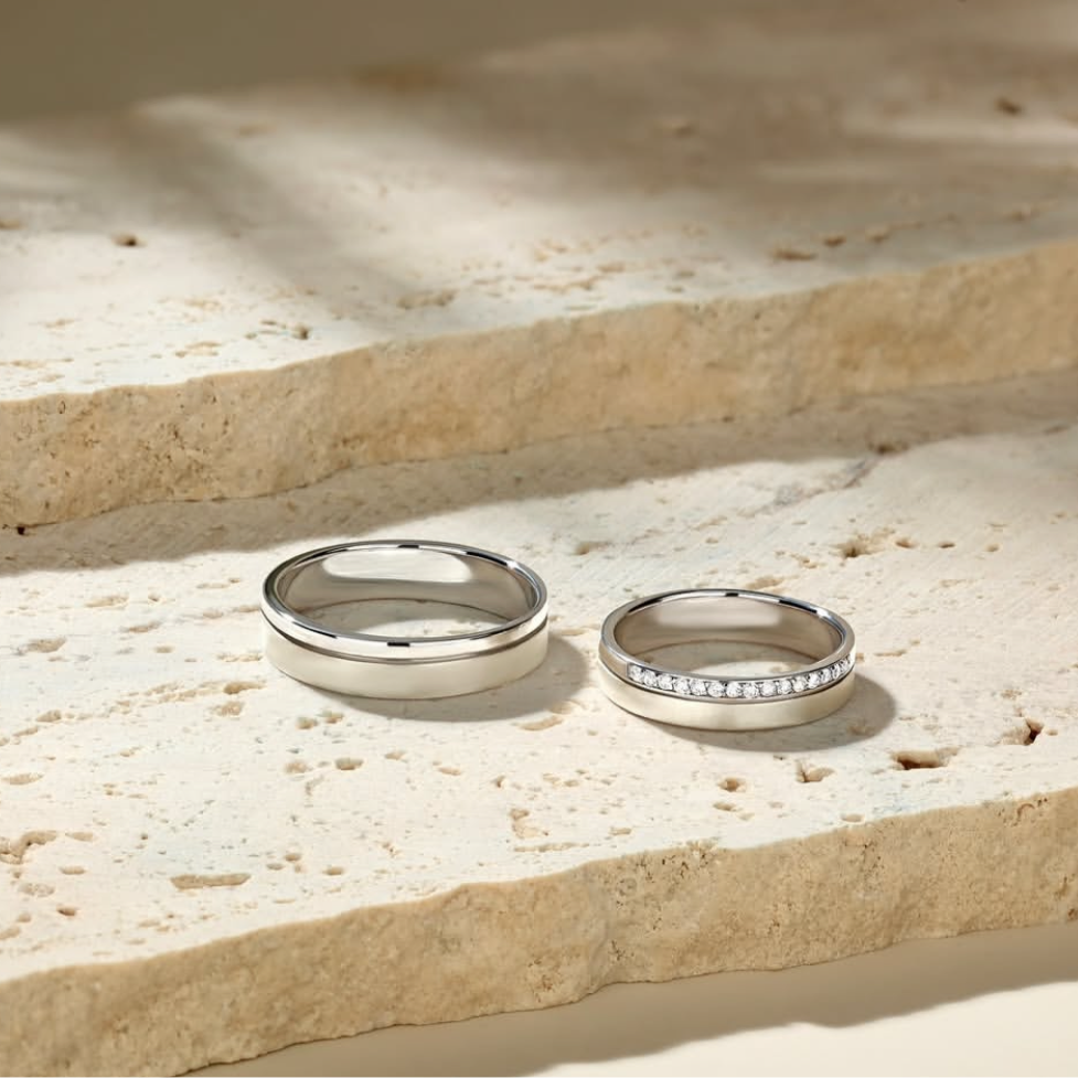 Premium 925 silver couple row ring with engraving inside perfect anniversary gift
