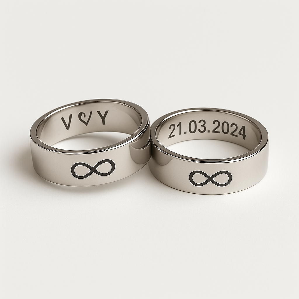 Signature couple band ring 