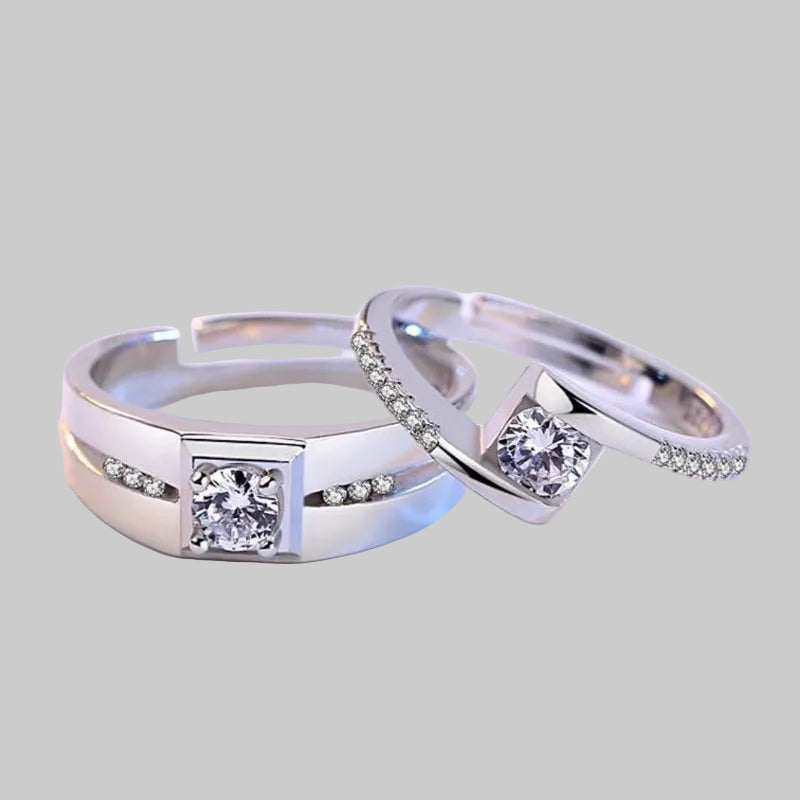 Silver couple rings for wedding ceremony