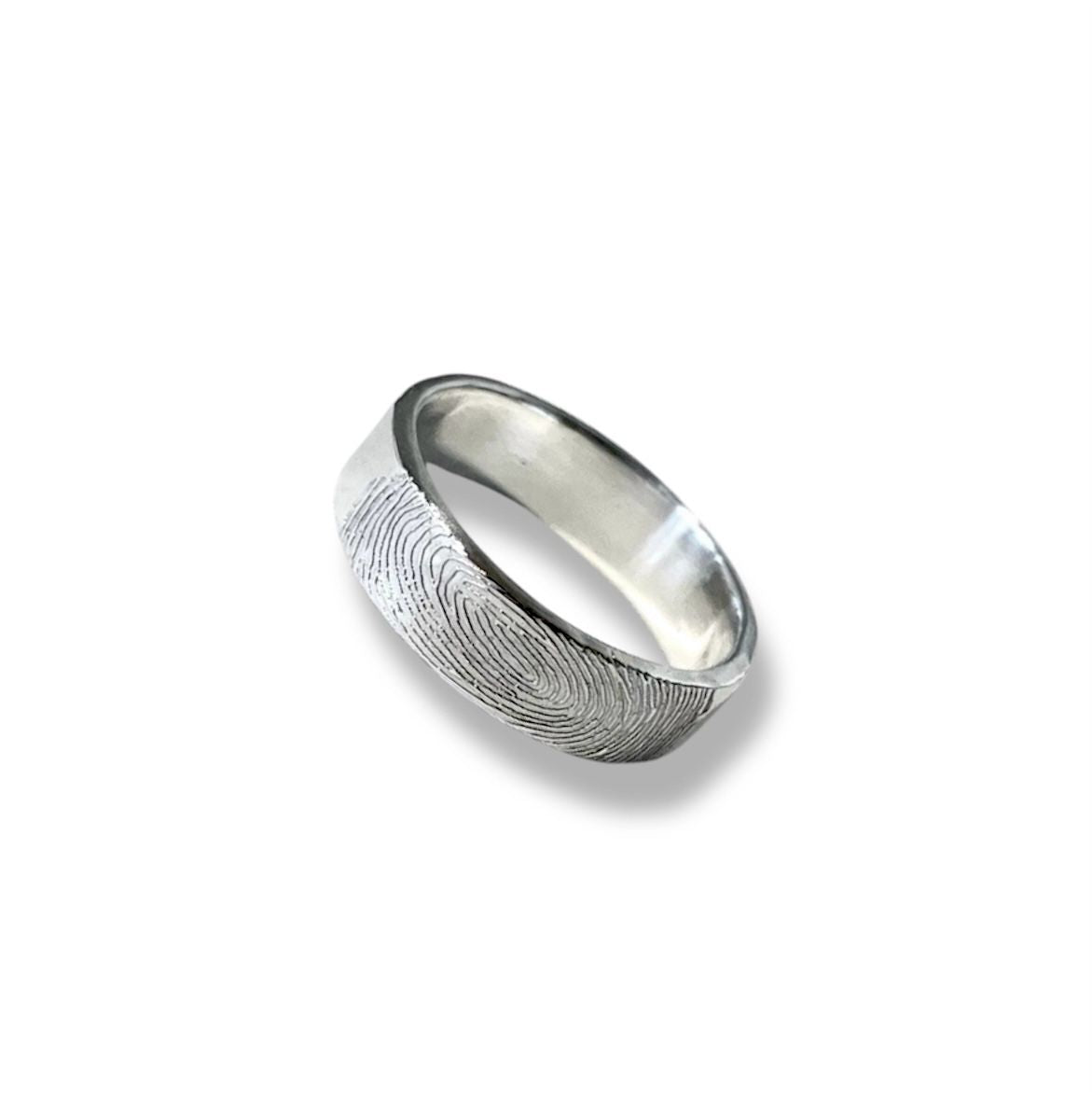 Silver fingerprint ring , customise ring 
