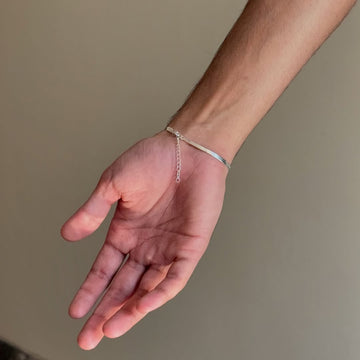 Silver flat snake chain bracelet 