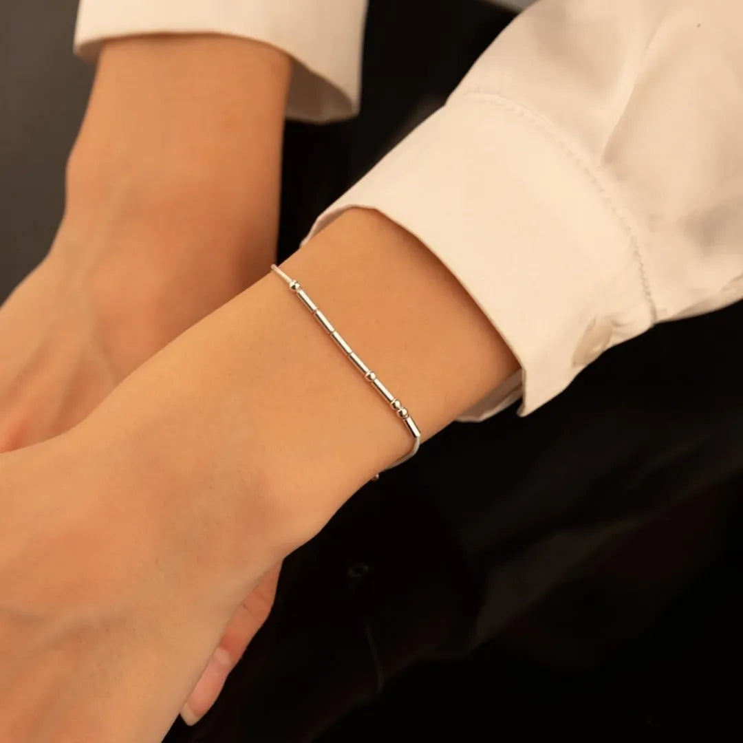 Silver morse code bracelet 