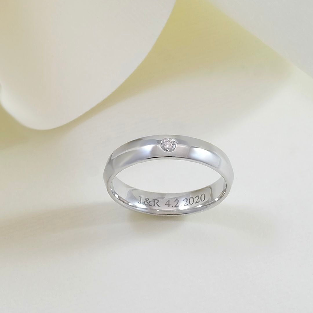 customised silver couple ring 