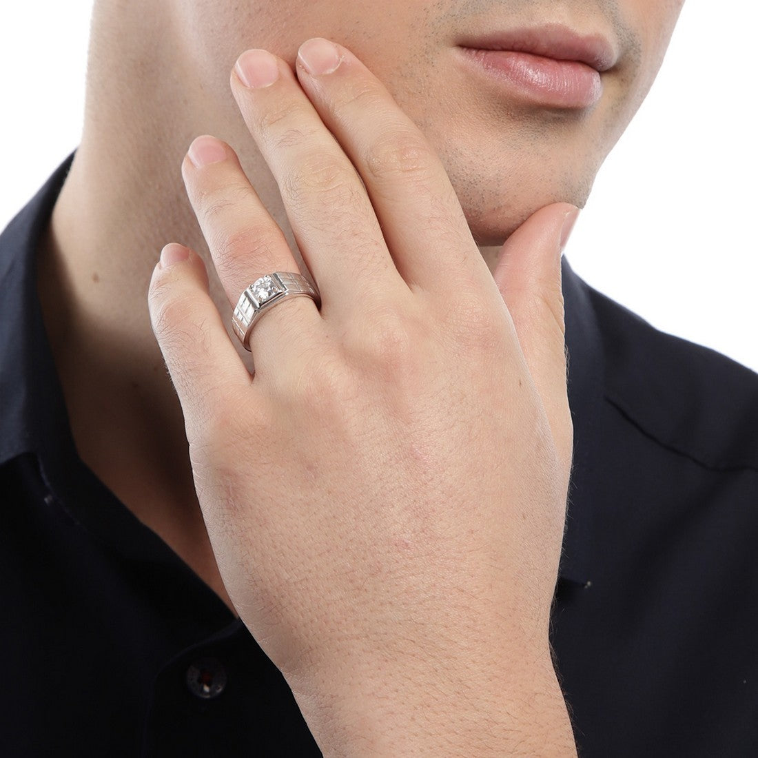 mens stylish silver ring 