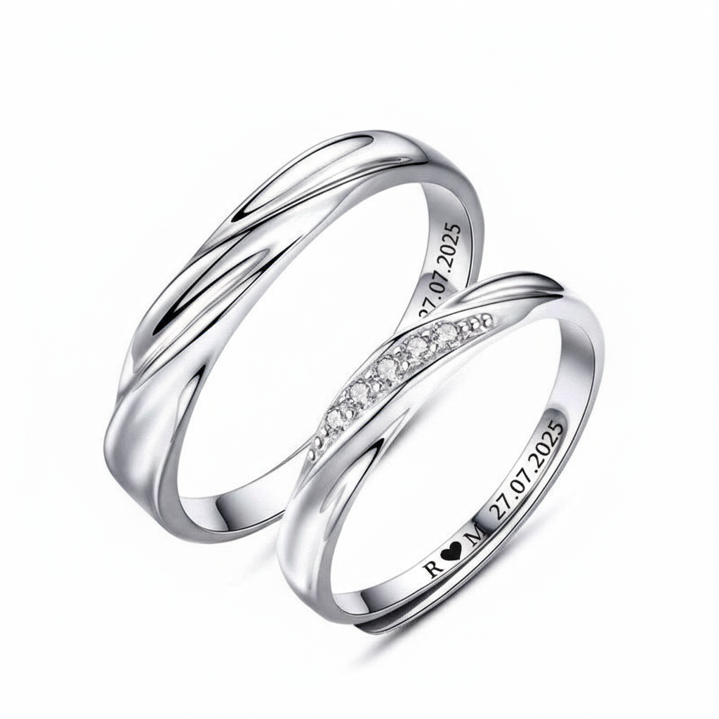 tanishq 925 silver couple ring 