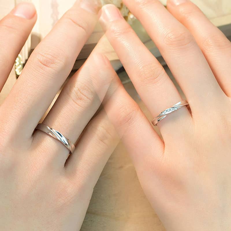 silver minimal couple ring 
